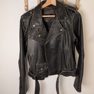 Frye Black Leather Moto Jacket